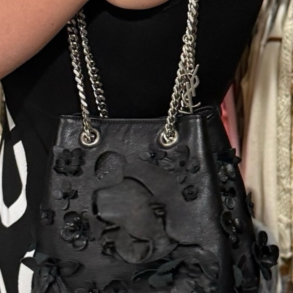 NWOT YSL RARE Lambskin Appliqué Baby Emmanuelle Bucket Bag; - Picture 5 of 11